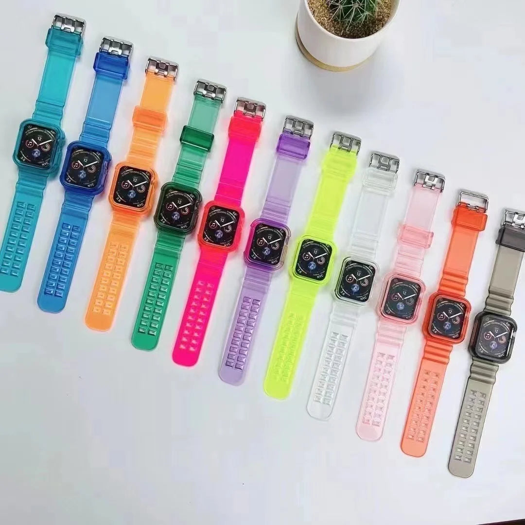 Transparent Silicone Sport Strap for Apple Watch Series 1-6, Iwatch 4-5, 38mm-44mm