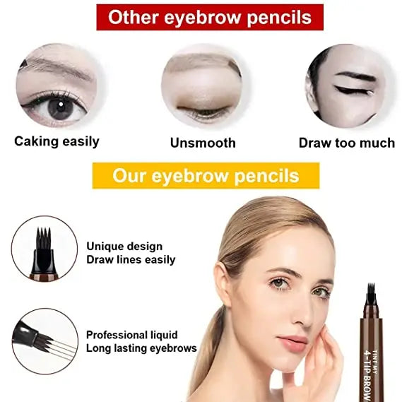 4-Point Eyebrow Pen - 5 Colors - Waterproof