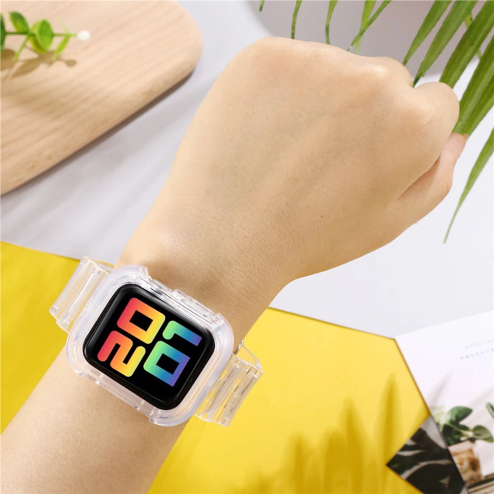 Transparent Silicone Sport Strap for Apple Watch Series 1-6, Iwatch 4-5, 38mm-44mm