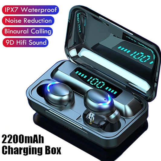 TWS F9 V5.0 Bluetooth Earphones - Waterproof, Noise Cancelling, Mini Touch Control